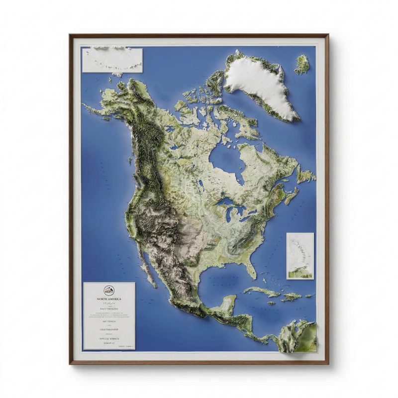3D North America Map | A True Raised Relief Map
