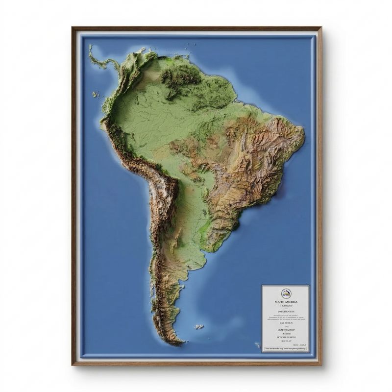 3D South America Map | A True Raised Relief Map